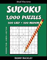 Sudoku Puzzle Book, 1,000 Puzzles, 500 Easy and 500 Medium, Solutions Included