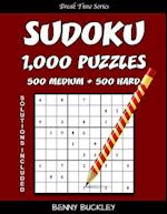 Sudoku Puzzle Book, 1,000 Puzzles, 500 Medium and 500 Hard, Solutions Included