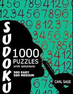 Sudoku Puzzle Book, 1,000 Puzzles, 500 Easy and 500 Medium, with Solutions