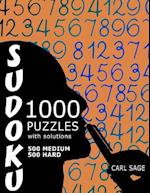 Sudoku Puzzle Book, 1,000 Puzzles, 500 Medium and 500 Hard, with Solutions