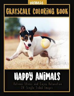 Happy Animals Grayscale Coloring Book