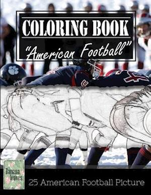 American Football Sketch Gray Scale Photo Adult Coloring Book, Mind Relaxation Stress Relief