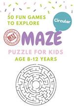 Maze Puzzle for Kids Age 8-12 Years, 50 Fun Circular Maze to Explore