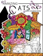 Amazing Cats Adult Coloring Book