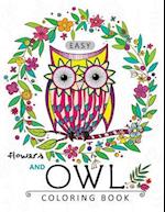 Easy Flowers and Owl Coloring Book