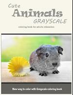 Cute Animals Grayscale Coloring Book for Adults Relaxation