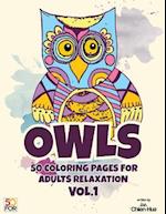 Owls 50 Coloring Pages for Adults Relaxation Vol.1
