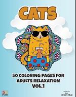 Cats 50 Coloring Pages for Adults Relaxation Vol.1