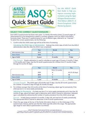 Ages & Stages Questionnaires® (ASQ®-3): Quick Start Guide (English)