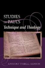 Studies in Paul's Technique and Theology