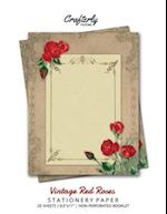 Vintage Red Roses Stationery Paper