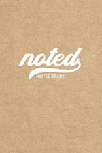 Noted Pocket Notebook: 4"x6", Small Journal Blank Memo Book, White Logo Kraft Brown Cover 