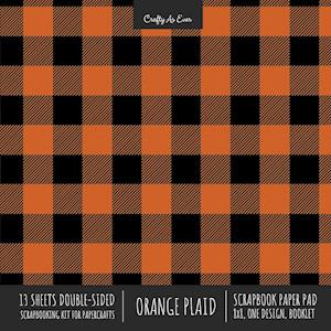 Orange Plaid Scrapbook Paper Pad 8x8 Decorative Scrapbooking Kit for Cardmaking Gifts, DIY Crafts, Printmaking, Papercrafts, Check Pattern Designer Pa