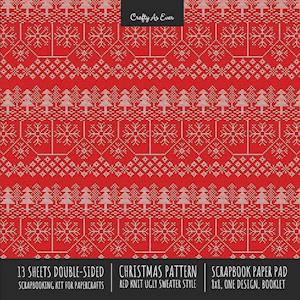 Christmas Pattern Scrapbook Paper Pad 8x8 Decorative Scrapbooking Kit for Cardmaking Gifts, DIY Crafts, Printmaking, Papercrafts, Red Knit Ugly Sweate