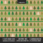 Christmas Trees Pattern Scrapbook Paper Pad 8x8 Decorative Scrapbooking Kit for Cardmaking Gifts, DIY Crafts, Printmaking, Papercrafts, Green Giftwrap