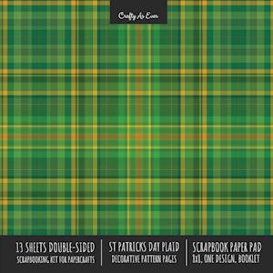 St. Patrick's Day Plaid Scrapbook Paper Pad 8x8 Scrapbooking Kit for Cardmaking Gifts, DIY Crafts, Printmaking, Papercrafts, Green Decorative Pattern