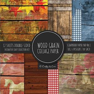 Wood Grain Collage Paper for Scrapbooking Photo Art