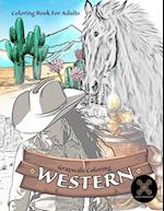 Grayscale coloring WESTERN coloring book for adults