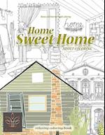 Relaxing coloring book Home Sweet Home. Home and Interior Adult coloring