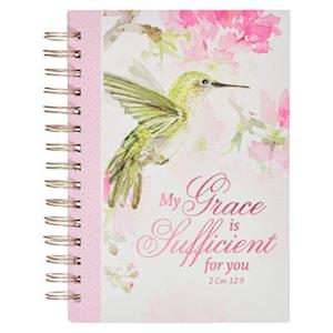 Christian Art Gifts Pink Journal W/Scripture My Grace Large Bible Verse Notebook, 192 Ruled Pages, 2 Cor. 12