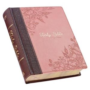 KJV Note-Taking Bible Two-Tone Pink/Brown Floral Faux Leather