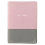 KJV Super Giant Print Bible Two-Tone Pink/Gray Faux Leather