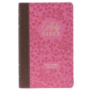 KJV Giant Print Bible Two-Tone Brown/Pink Faux Leather