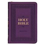 KJV Holy Bible, Compact Faux Leather Red Letter Edition - Ribbon Marker, King James Version, Purple, Zipper Closure