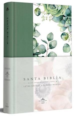 Biblia Rvr 1960 Letra Grande Tapa Dura Y Tela Verde Con Flores Tamaño Manual / Spanish Bible Rvr 1960 Handy Size Large Print Hardcover Cloth with Gree