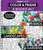 Color & Frame - 3 Books in 1 - Birds, Landscapes, Gardens