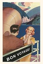Vintage Journal Couple on Cruise Deck Travel Poster