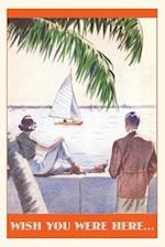 Vintage Journal Couple Watching Sailboat Postcard