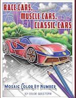 Race Cars, Muscle Cars, Classic Cars Mosaic Color By Number