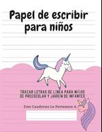 Papel de escribir para niños