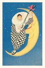 Vintage Journal Pierrot Playing Mandolin on Moon
