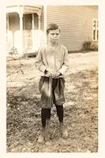 Vintage Journal Photograph of Boy with Bat
