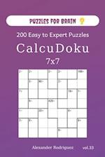 Puzzles for Brain - CalcuDoku 200 Easy to Expert Puzzles 7x7 (volume 33)