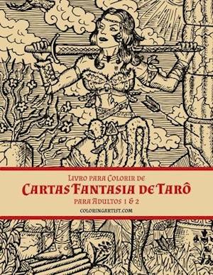 Livro para Colorir de Cartas Fantasia de Tarô para Adultos 1 & 2