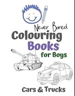 Never Bored Colouring Books for Boys Cars & Trucks