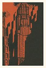 Vintage Journal Woodcut of Skyscraper Poster