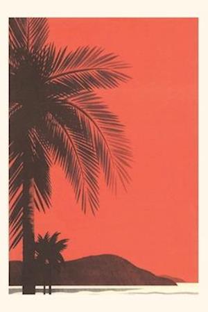 Vintage Journal Red Sky with Palm Trees Travel Poster