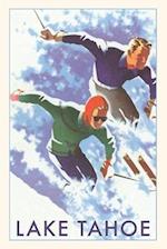 Vintage Journal California Skiers at Lake Tahoe Travel Poster