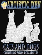 Cats and Dogs Coloring Book for Adults ( Floral Tangle Art Therapy) (Volume 2)