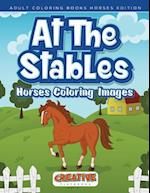At the Stables, Horses Coloring Images - Adult Coloring Books Horses Edition