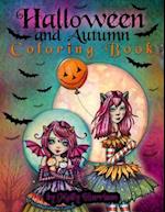 Halloween and Autumn Coloring Book by Molly Harrison : A Halloween coloring book featuring 25 pages of line art to color! Witches, Vampires, and More!