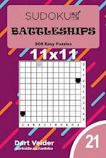 Sudoku Battleships - 200 Easy Puzzles 11x11 (Volume 21)