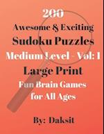 200 Awesome & Exciting Sudoku Puzzles Medium Level Vol 1