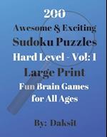 200 Awesome & Exciting Sudoku Puzzles Hard Level Vol 1