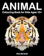 Animal Colouring Book for Kids Ages 10+: Polygon Colouring Book with Wolf, Shark, Owl, Cat and Dog 