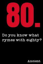 80 Do you know what rymes with eighty? Ancient.